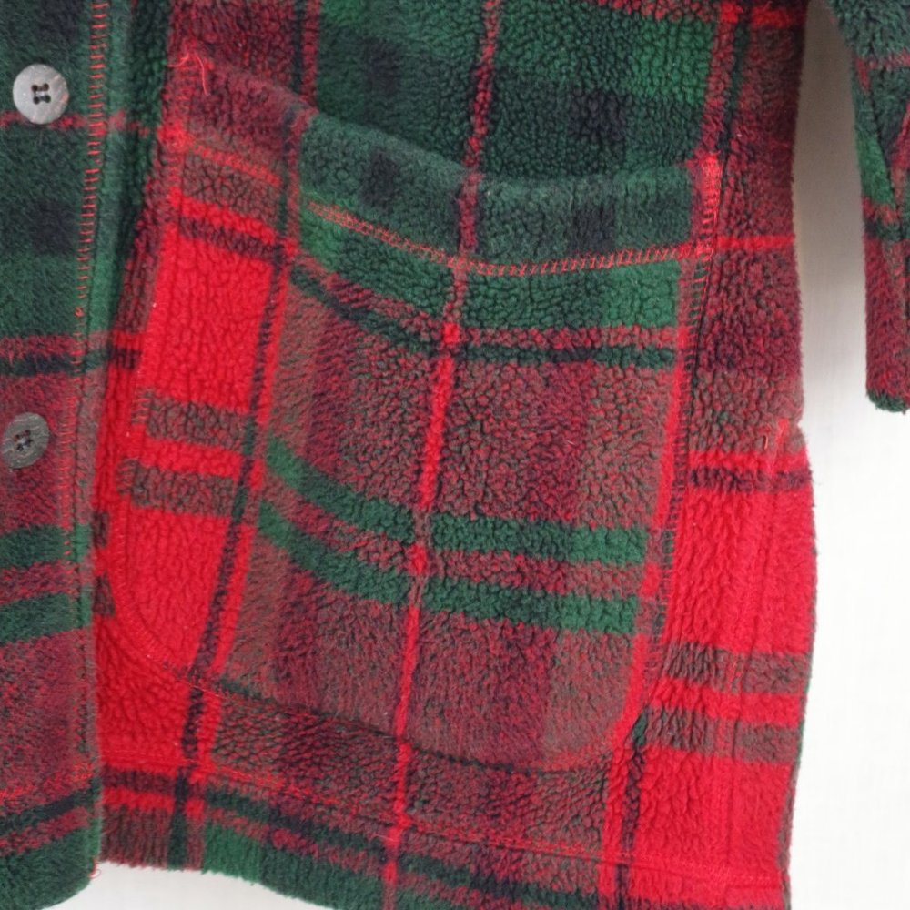 Vintage LL Bean USA Made Plaid Fleece Chore Jacket Ladies' Large - Picture 9 of 10
